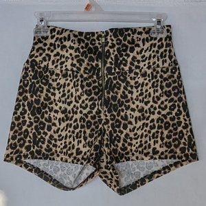 Small high-waisted form-fitting leopard print shorts w/ zipper EUC